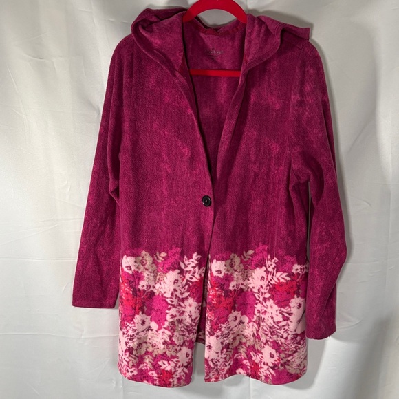 Cuddl Duds Jackets & Blazers - Cuddl duds Women's Pink Hooded Jacket with Floral Design SZ XL